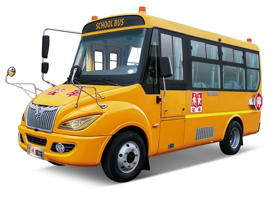 حافلة مدرسية للأطفال الابتدائية بطول 6 أمتار WEICHAI Diesel 120hp Standard ABS Yellow Shuttle Bus